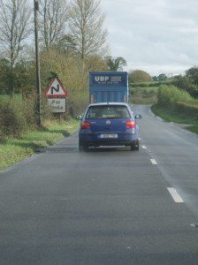 driving behind truck