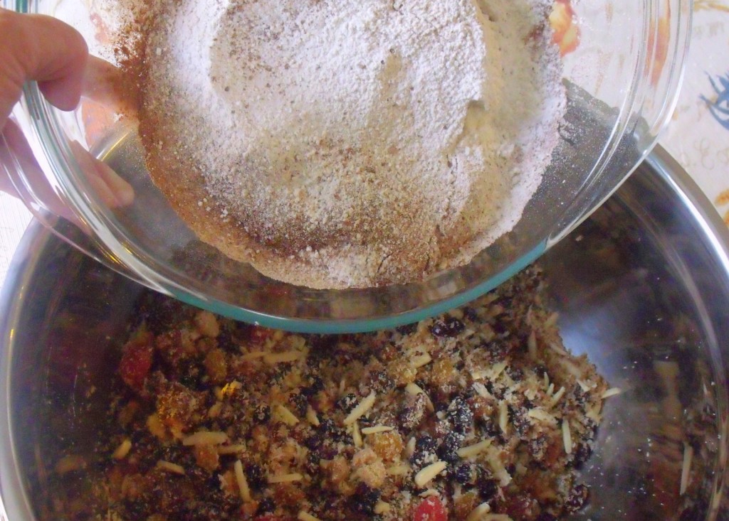 Flour added to dried fruit and nuts