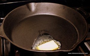 Melting butter in cast iron skillet