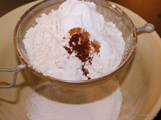 Sifting Flour And Spices For Irish Apple Cake