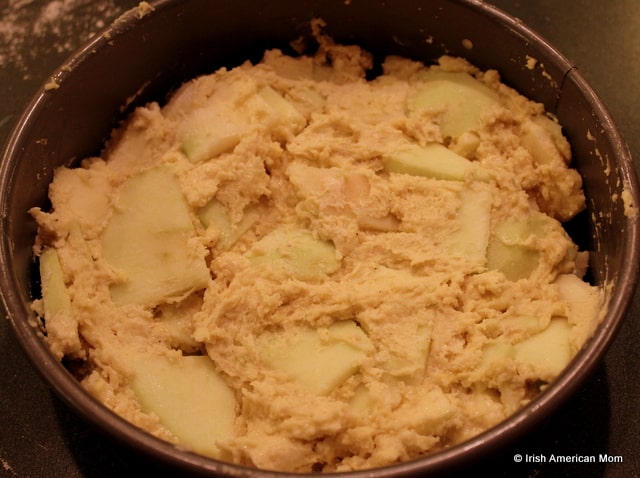 Apple Cake Mixture In Baking Pan