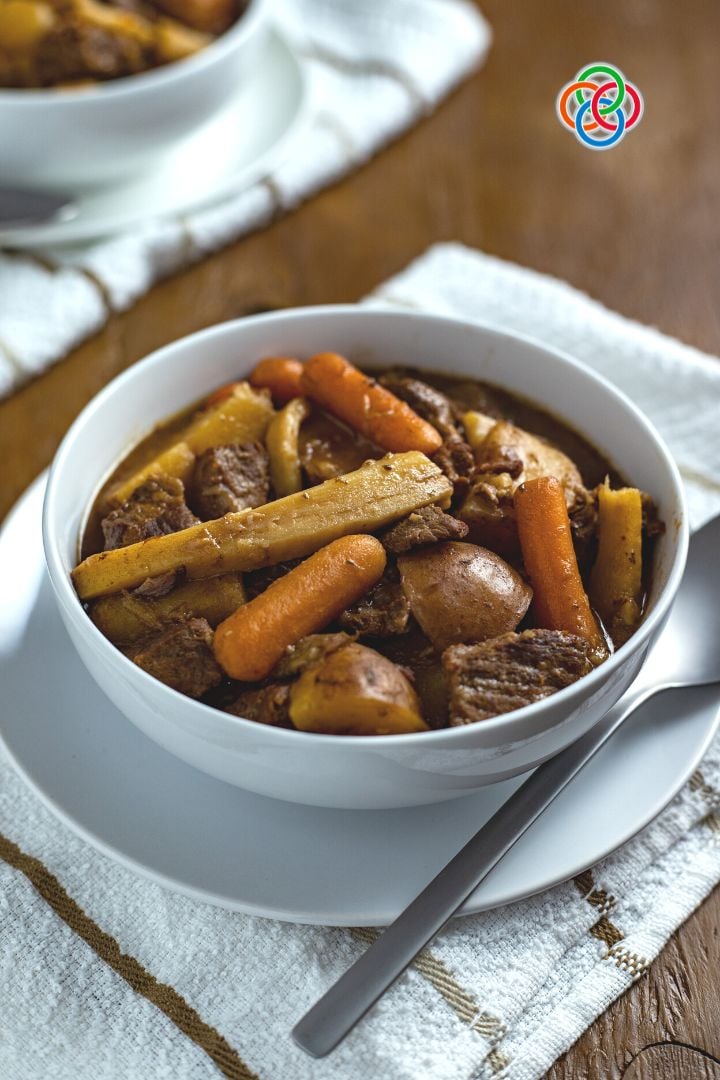 Guinness Beef Stew in a bowl | Irish American Mom Bowl of beef stew