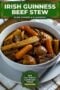 Single-image Celtic-styled poster featuring a bowl of rich Guinness beef stew with text banners in green and ivory tones with amber highlights.