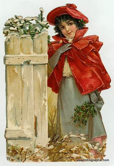 Christmas Vintage Image - Girl in Red Jacket