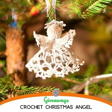 Crochet angel decoration with text banner