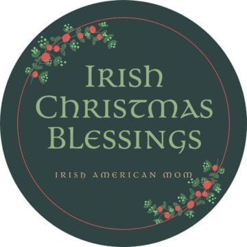 Circular graphic with text and holly