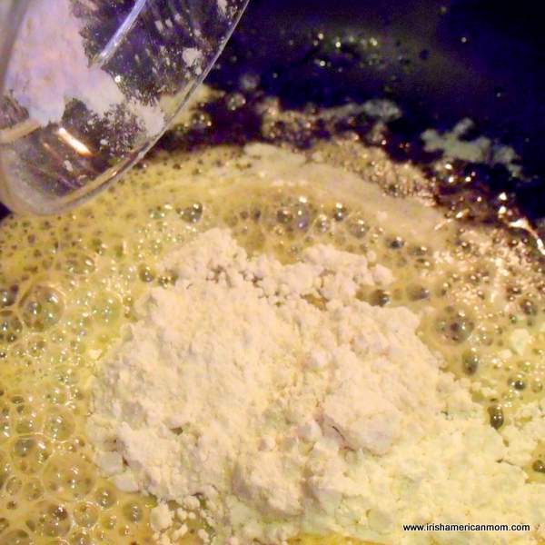 Making a roux with melted butter and flour | Irish American Mom Making a roux with melted butter and flour