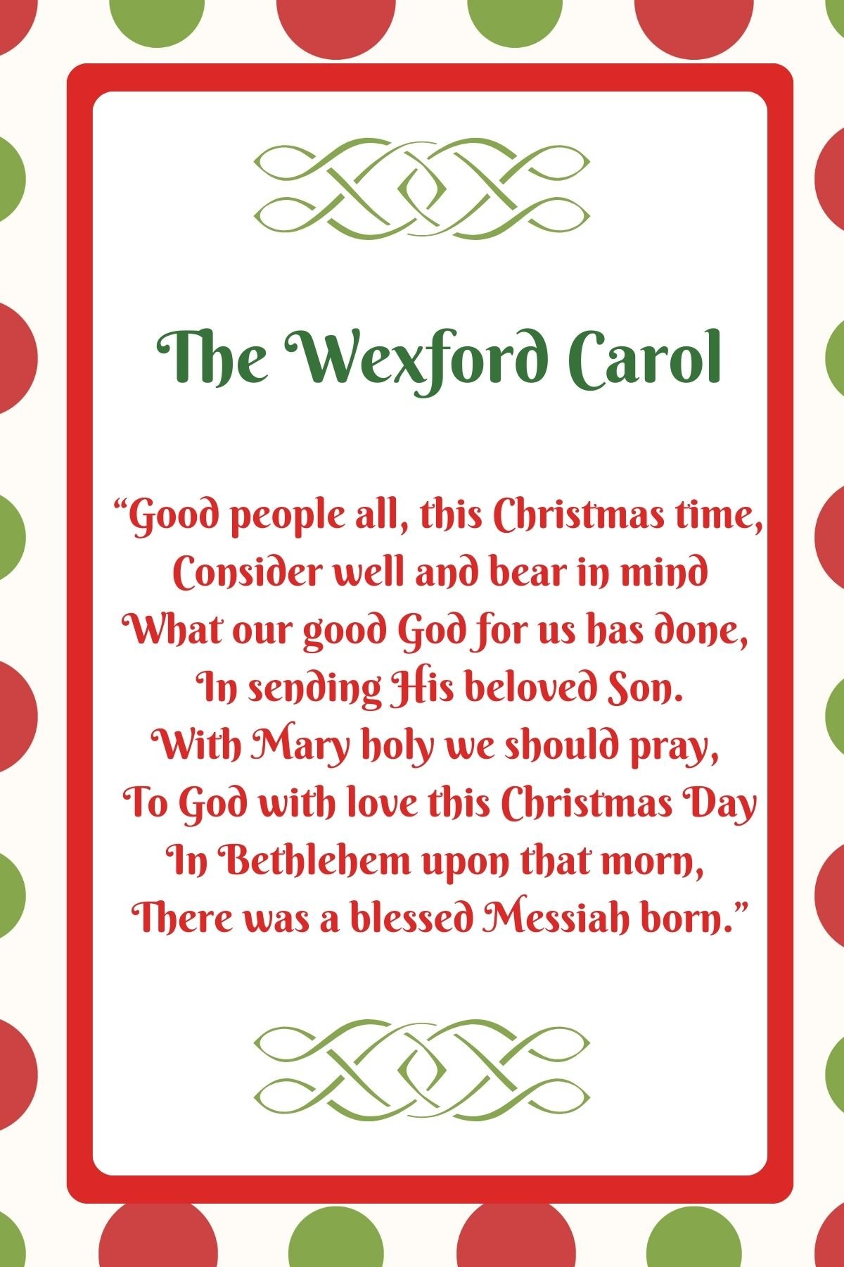 Text graphic with Celtic scrolls and Christmas decor