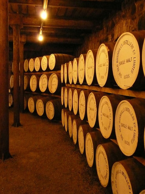 Bushmills Whiskey Casks Whiskey barrels stacked on shelves