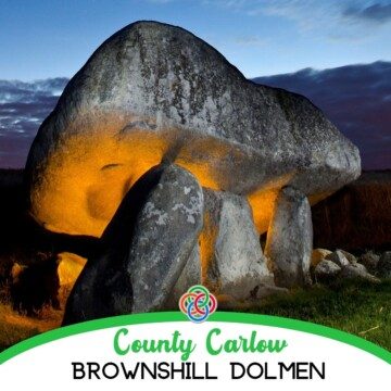 Illuminated dolmen with text banner