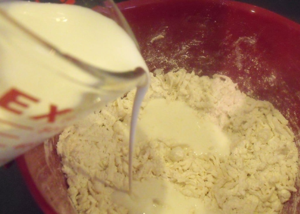 Buttermilk being poured into Boxty Batter