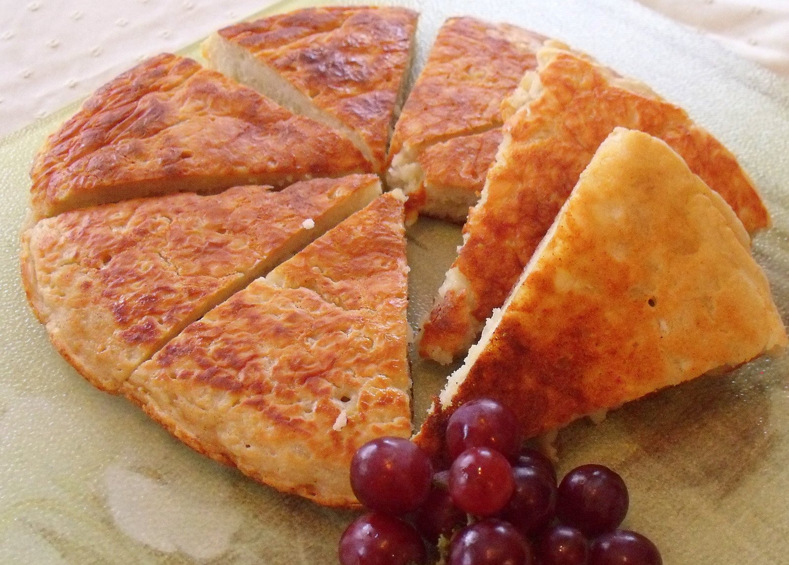 Irish traditional boxty pancake cut into eight slices