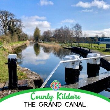 Canal and lock with text banner