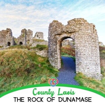 Ruined castle with text banner