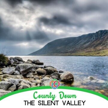 Mountain lake with text banner
