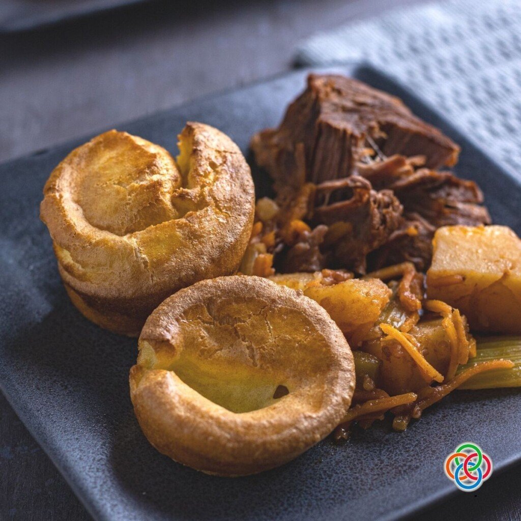 Yorkshire puddings with beef | Irish American Mom Yorkshire pudding with beef on a plate