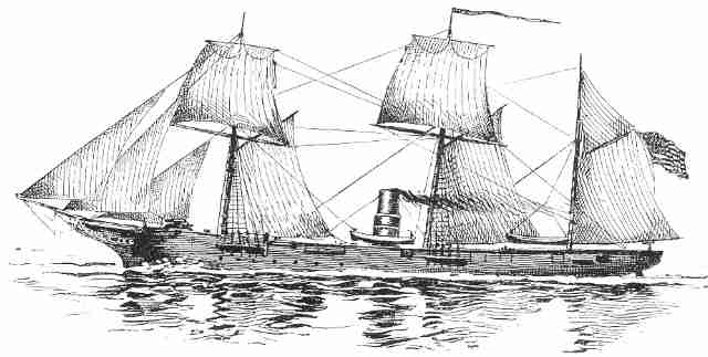 Sketch of a ship with masts