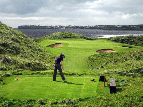 Golfing At Lahinch County Clare | Irish American Mom Woman golfing by the ocean