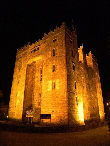Bunratty At Night | Irish American Mom Medieval stone castle lit up at night