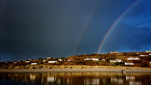Inchydoney Beach, Co. Cork | Irish American Mom Double rainbow over houses