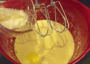 Beating pancake batter with an electric mixer