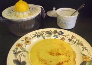 Squeezing a lemon for Irish pancakes