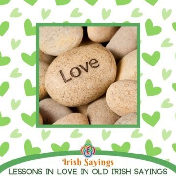 Graphic featuring a stone etched with the word love plus a text banner