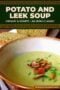 Single-image Celtic-styled poster of creamy potato and leek soup in a rustic bowl, warm green and amber tones on a light background, two design variations.