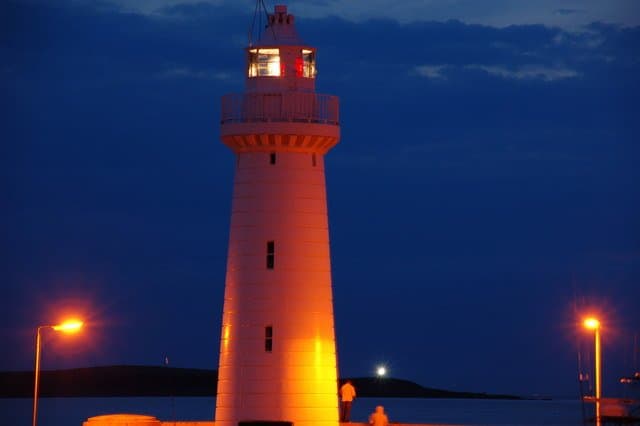 Orange glowing lighthouse