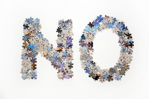 The word no made from jigsaw puzzle pieces http://www.flickr.com/photos/horiavarlan/4536149424/