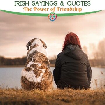Dog and woman by a lake with text banner
