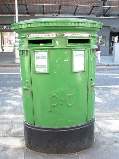 Green Irish Mailbox in Dublin