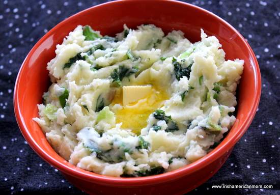 Colcannon In A Bowl With Melting Butter | Irish American Mom A knob of butter melting in a bowl of Irish colcannon