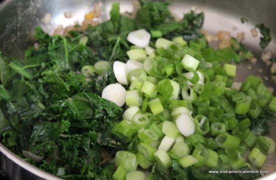 Green Onions and Kale for Colcannon | Irish American Mom Green Onions and Kale for Colcannon