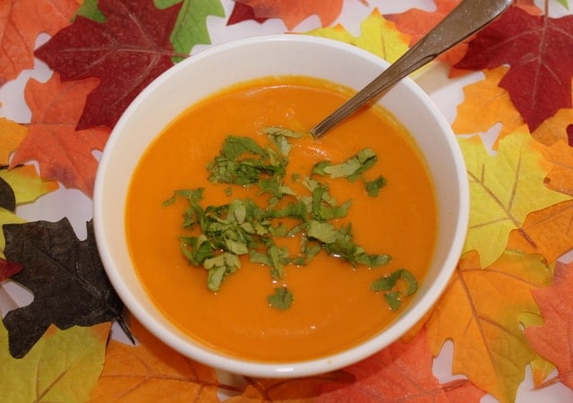 Bowl Of Carrot And Coriander Soup with chopped fresh parsley to garnish | Irish American Mom Bowl Of Carrot And Coriander Soup