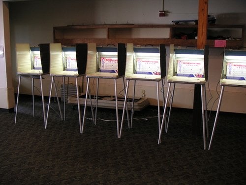 Voting booths in a polling station