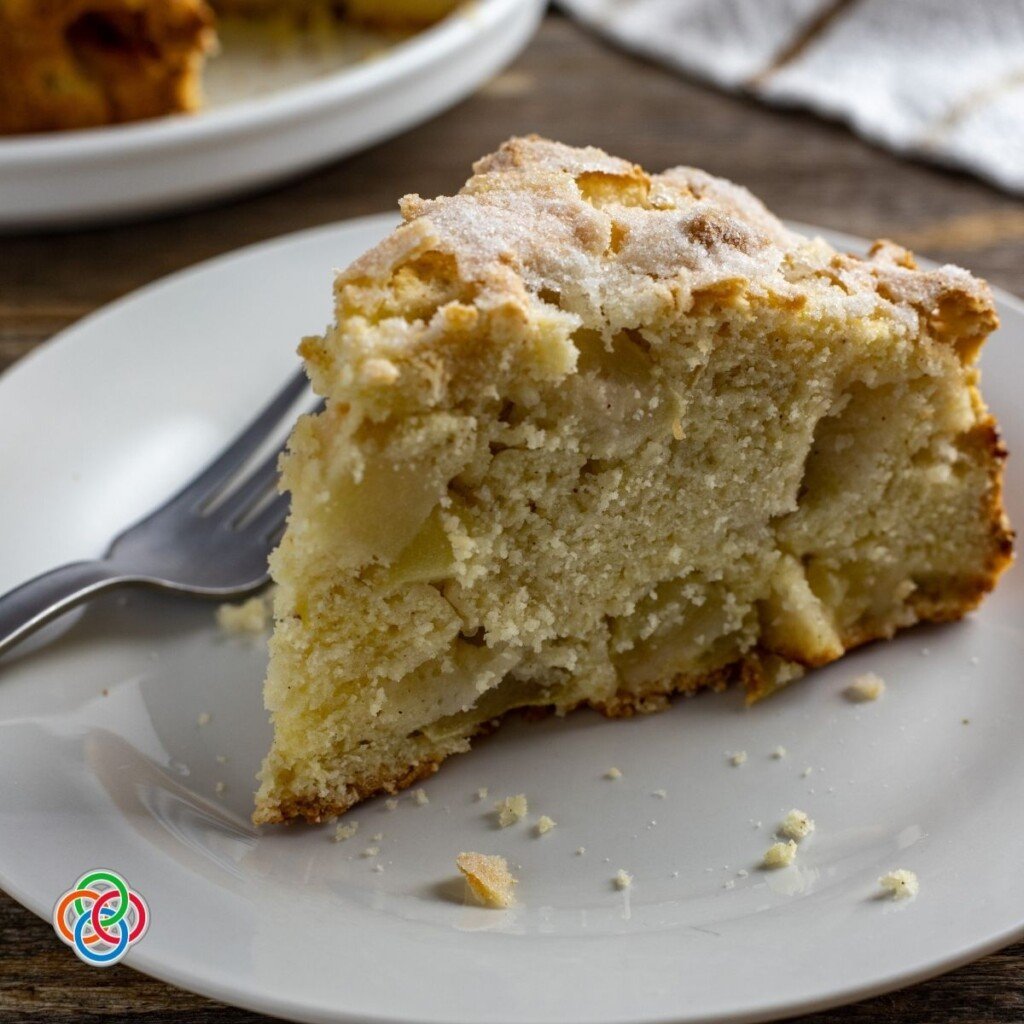 Slice of Irish or Kerry apple cake | Irish American Mom Slice of apple cake on a plate