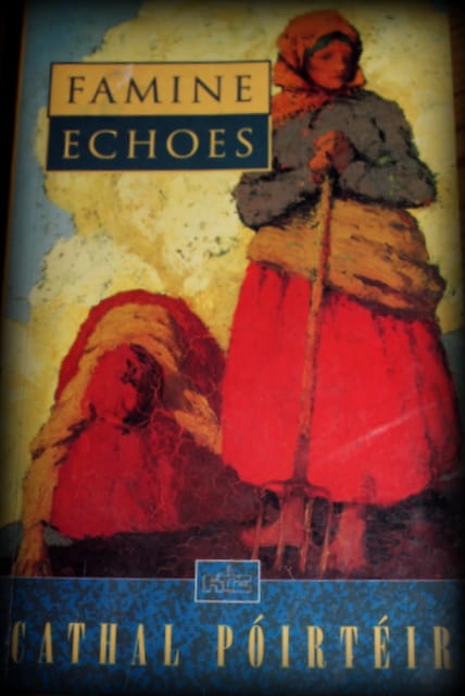 Famine Echoes Book Cover | Irish American Mom Irish women in a field on the book cover for Famine Echoes