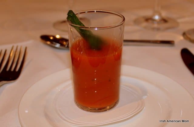 Warm Tomato And Local Basil Shot Warm Tomato And Local Basil Shot