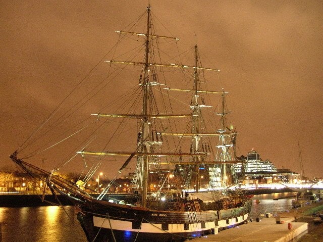 A large ship in a body of water
