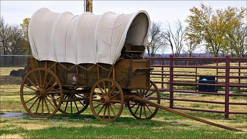 An Old Covered Wagon from American Pioneer Days | Irish American Mom Old Western Covered Wagon
