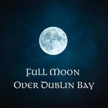 Full moon in a dark sky with text overlay