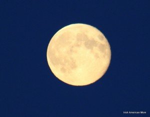 a yellow glowing full moon in Ireland