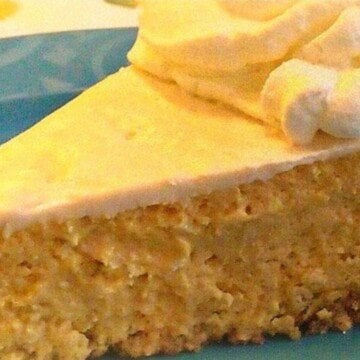 Irish cream pumpkin cheesecake close up view