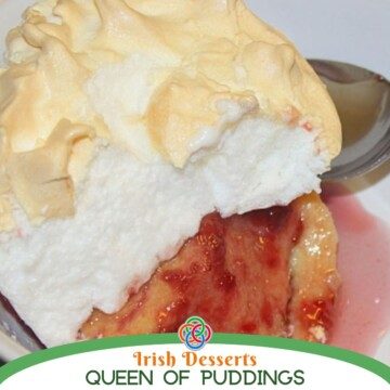 Meringue and jam dessert with text banner