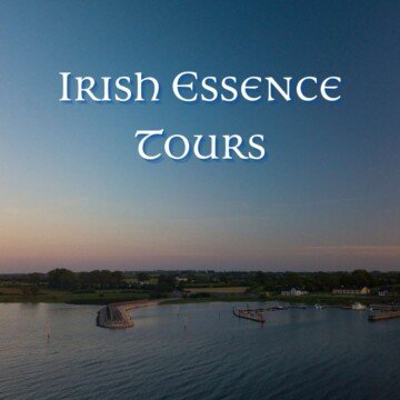 Dusk by a lake boat dock with text overlay