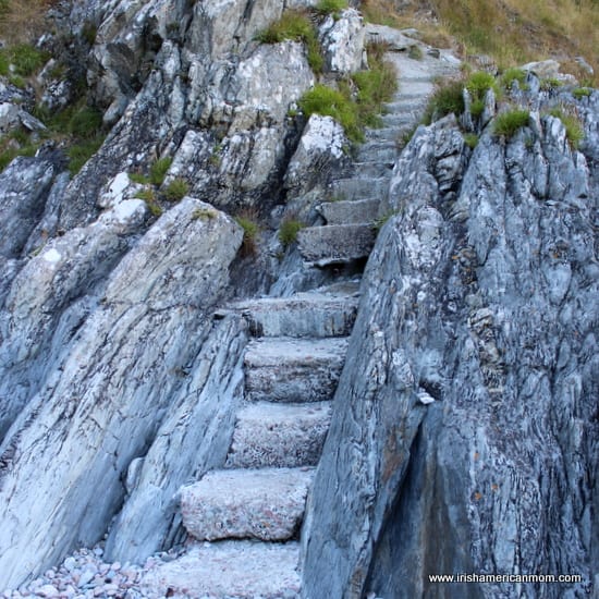 199 Steps in Howth are set into the rock face | Irish American Mom 199 Steps in Howth