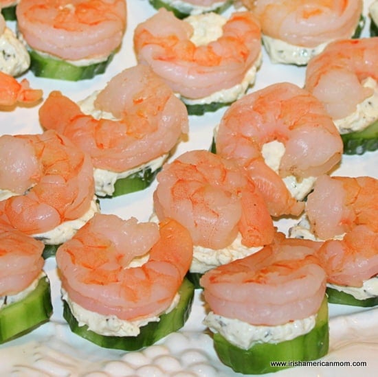 Party Starters with shrimp and cucumber | Irish American Mom Party Starters with shrimp and cucumber