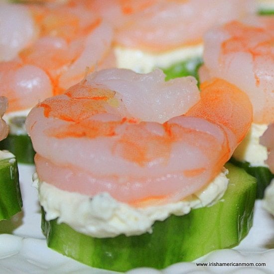 Shrimp and cucumber appetizer for St. Paddy's Day. | Irish American Mom Shrimp and cucumber appetizer for St. Paddy's Day.