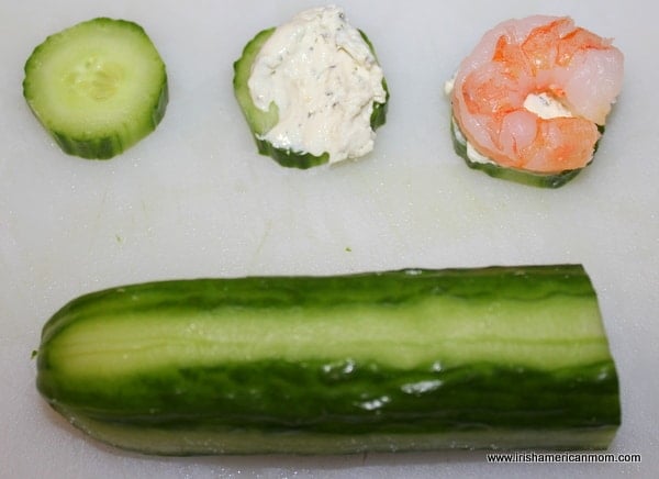 Steps for assembling shrimp and cucumber starter | Irish American Mom Steps for assembling shrimp and cucumber starter